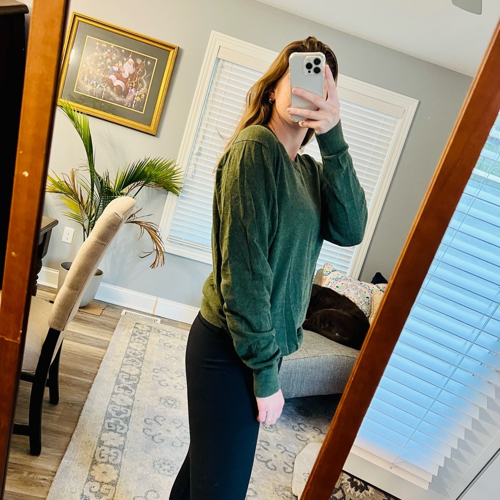 Green V-neck Sweater